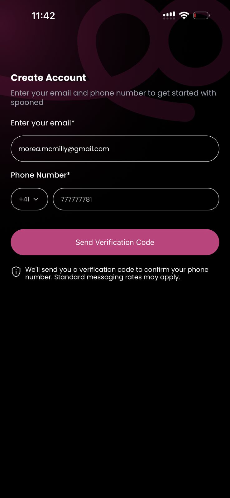 Create account with email and phone